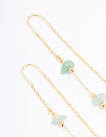 Gold Plated Stone Station Drop Earrings