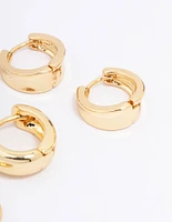 Gold Plated Basic Huggie Hoop Earring 3-Pack