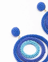 Blue Beaded Circular Drop Earrings