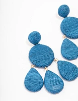 Blue Fabric Teardrop Drop Earrings