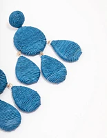 Blue Fabric Teardrop Drop Earrings