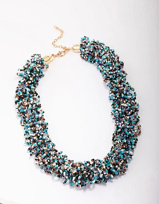Beaded Cluster Statement Necklace