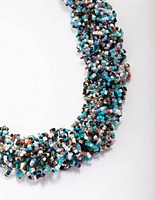 Beaded Cluster Statement Necklace