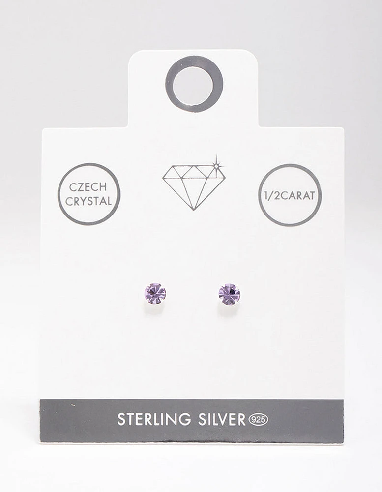 Sterling Silver Czech Crystal Stud Earrings