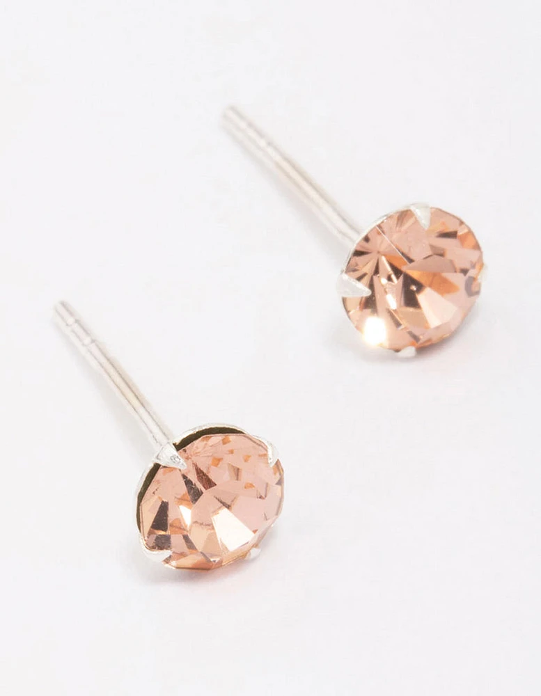 Sterling Silver Blush Czech Crystal Stud Earrings