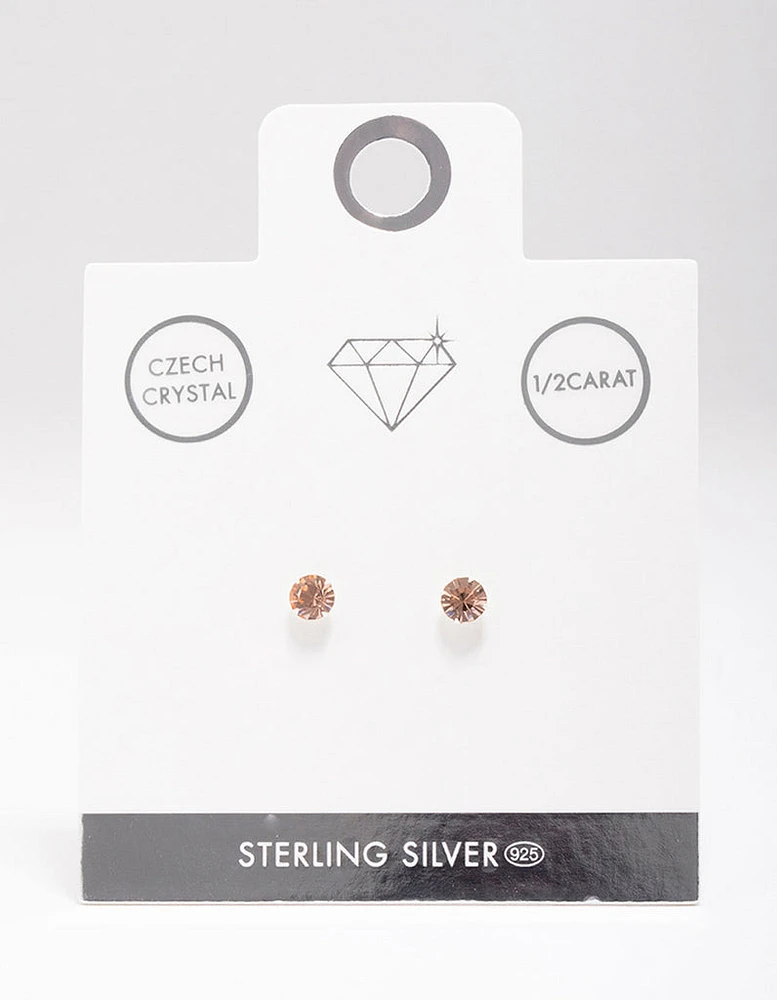 Sterling Silver Blush Czech Crystal Stud Earrings