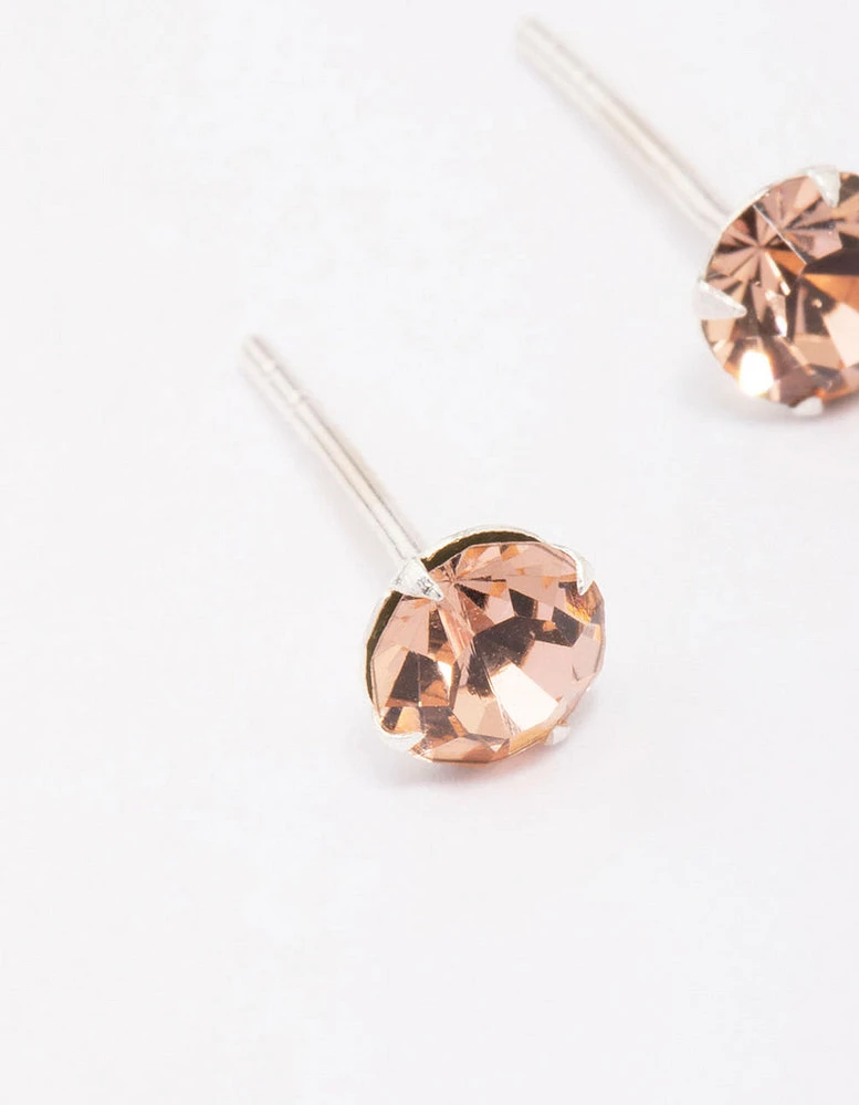 Sterling Silver Blush Czech Crystal Stud Earrings