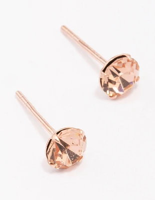Rose Gold Plated Sterling Silver Czech Crystal Stud Earrings