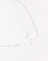 Sterling Silver Horizontal Cross Bracelet