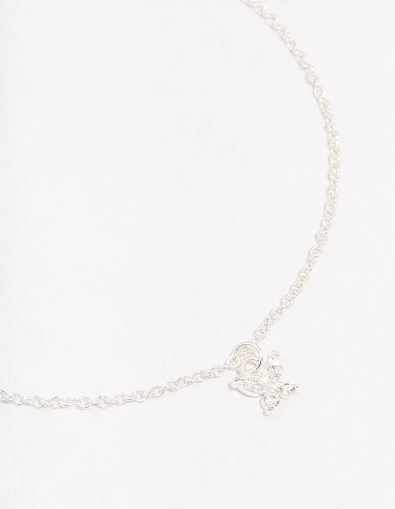 Sterling Silver Cubic Zirconia Mini Butterfly Bracelet