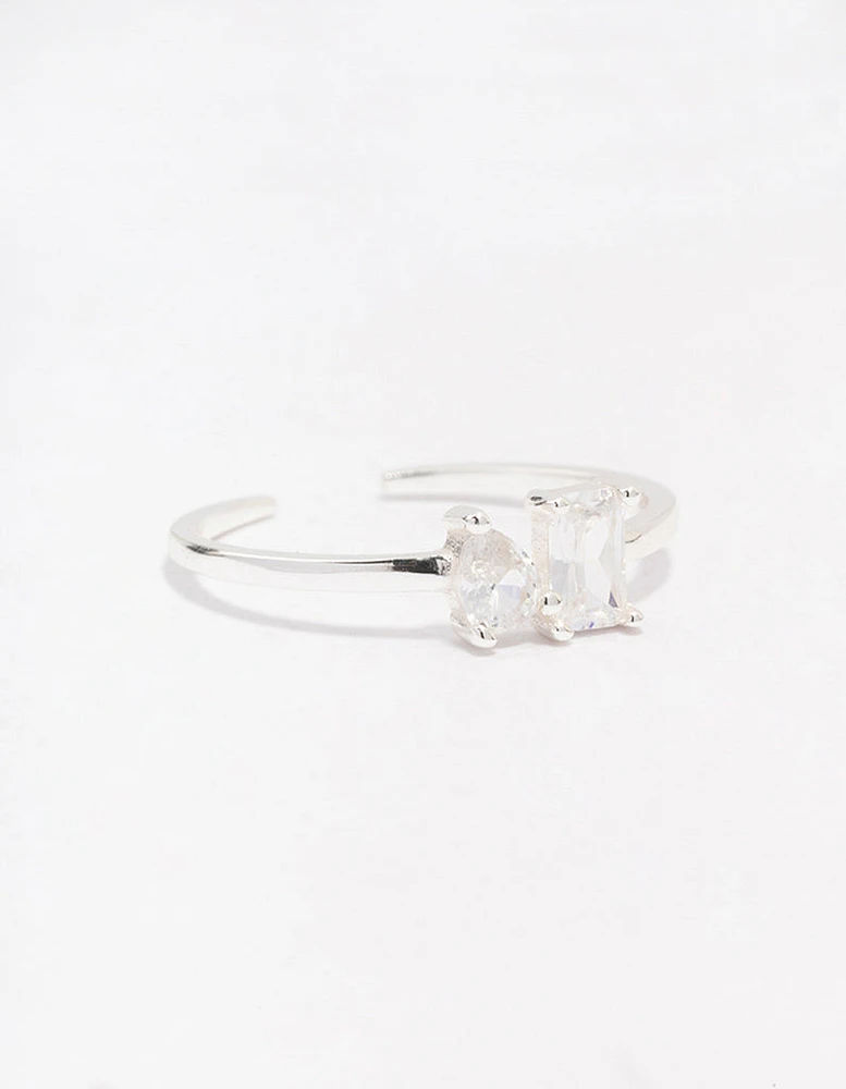 Sterling Silver Cubic Zirconia Adjustable Ring