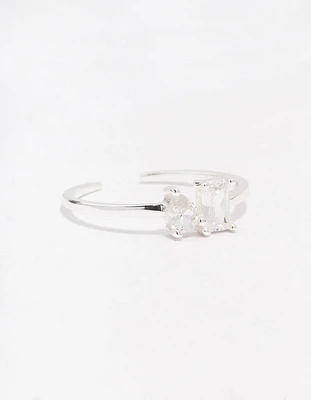 Sterling Silver Cubic Zirconia Adjustable Ring