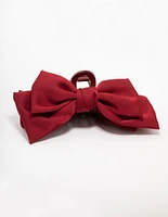 Red Fabric Large Bow Hair Claw Clip