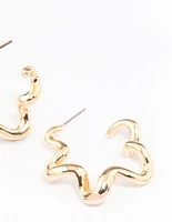 Gold Squiggle Hoop Earrings