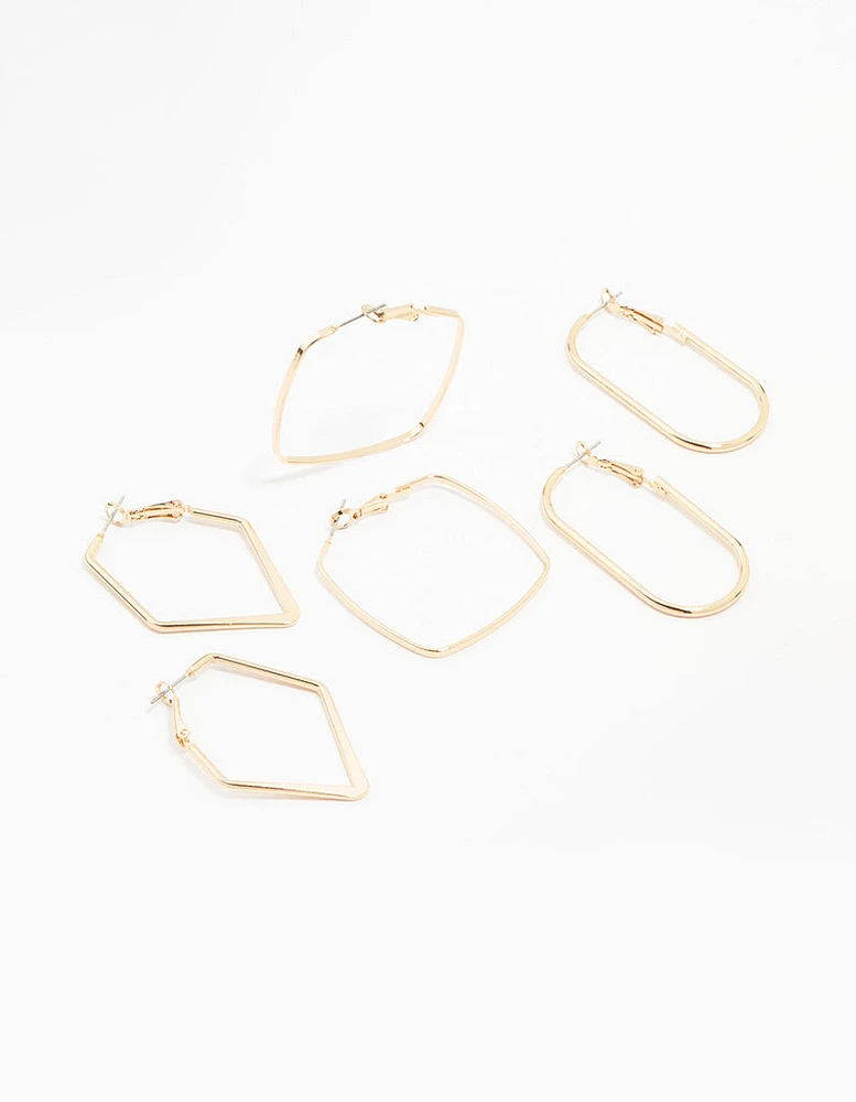 Gold Geometric Hoop Earring 3-Pack