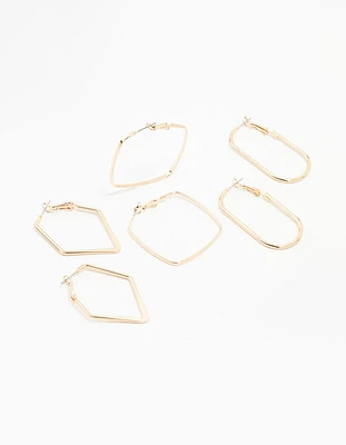 Gold Geometric Hoop Earring 3-Pack