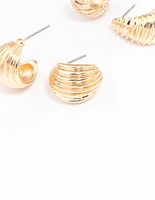Gold Textured Hoop Earring Pack