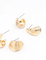 Gold Textured Hoop Earring Pack