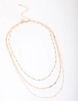 Gold Fine Station Pearl Necklace