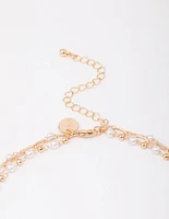 Gold Fine Station Pearl Necklace