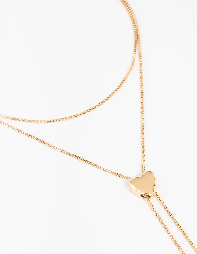 Gold Heart Bolo Y-Necklace