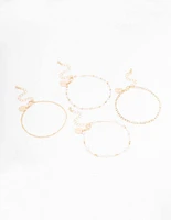 Gold Dainty Pearl Bracelet 4-Pack