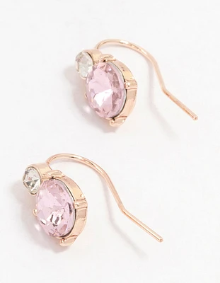 Rose Gold Multiple Czech Crystal Drop Earrings