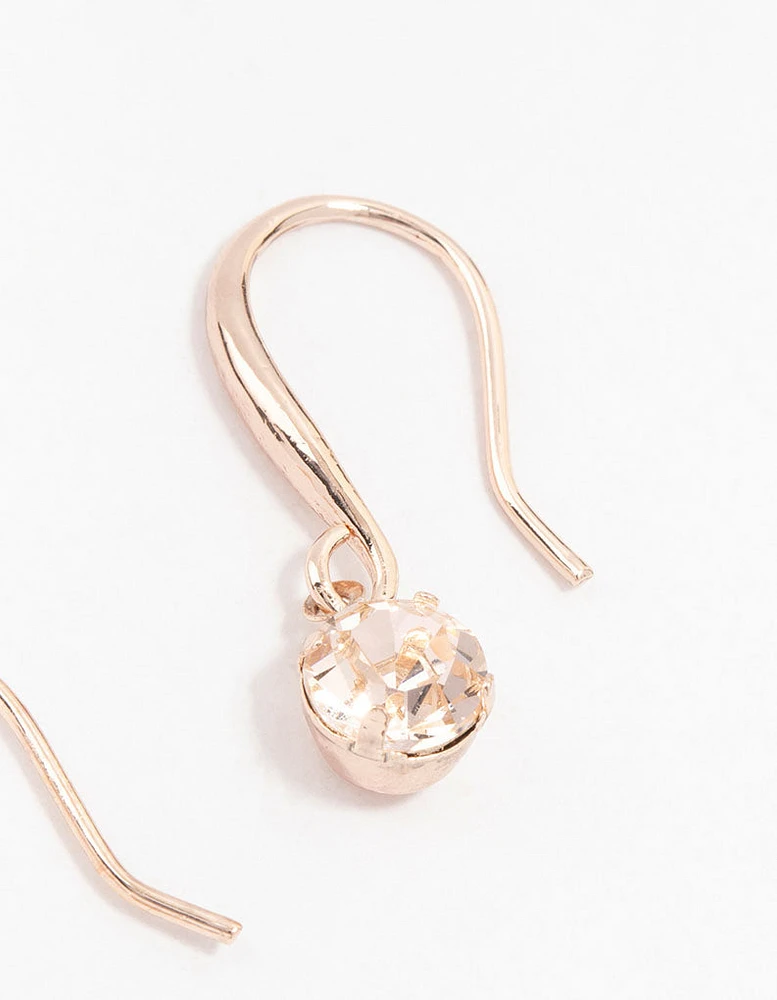 Rose Gold Basic Czech Crystals Drop Earrings