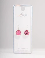 Large Pink Encased Bohemia Czech Crystal Silver Drop Earrings