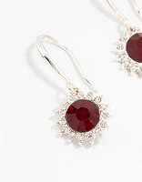 Silver Flower Czech Crystal Drop Earrings