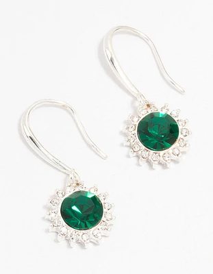 Silver Flower Czech Crystal Drop Earrings