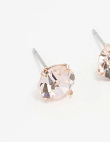 Rose Gold Circular Bohemia Czech Crystal Stud Earrings 7 MM