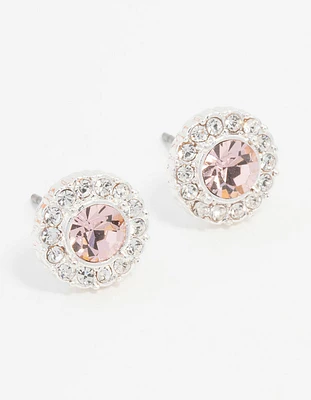 Silver Bohemia Czech Crystal Halo Stud Earrings