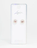 Silver Bohemia Czech Crystal Halo Stud Earrings