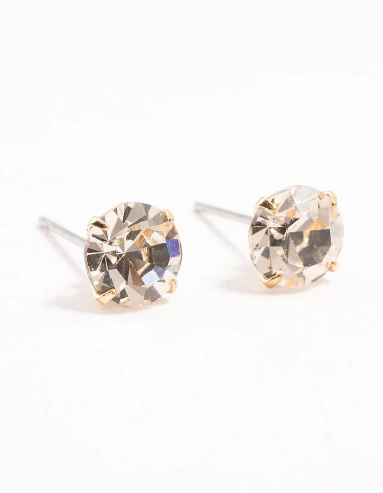 Circular Bohemia Czech Crystal Stud Earrings 7 MM