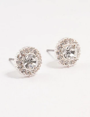 Halo Bohemia Czech Crystal Silver Stud Earrings