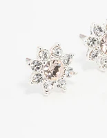 Gold Flower Bohemia Czech Crystal Halo Stud Earrings