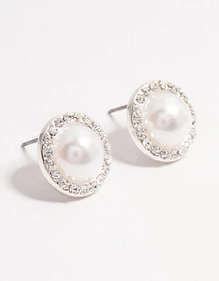 Silver Bohemia Czech Crystal Halo Stud Earrings