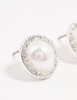 Silver Bohemia Czech Crystal Halo Stud Earrings