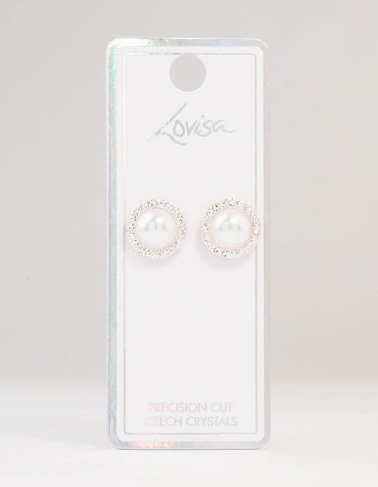 Silver Bohemia Czech Crystal Halo Stud Earrings