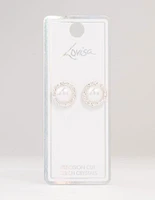 Silver Bohemia Czech Crystal Halo Stud Earrings