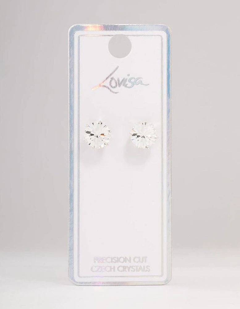 Bohemia Czech Crystal Silver Stud Earrings 10 MM