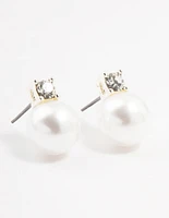 Silver Pearl & Bohemia Czech Crystal Stud Earrings