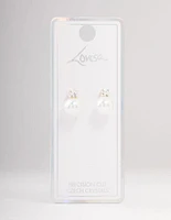 Silver Pearl & Bohemia Czech Crystal Stud Earrings