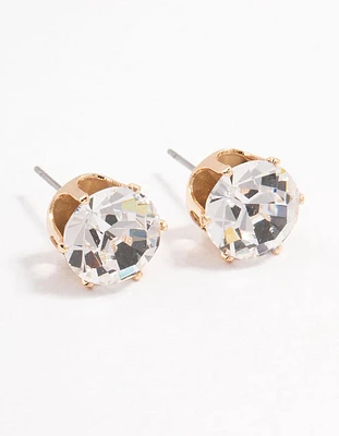 Bohemia Czech Crystal Gold Stud Earrings 10 MM