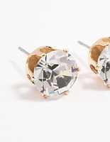 Bohemia Czech Crystal Gold Stud Earrings 10 MM