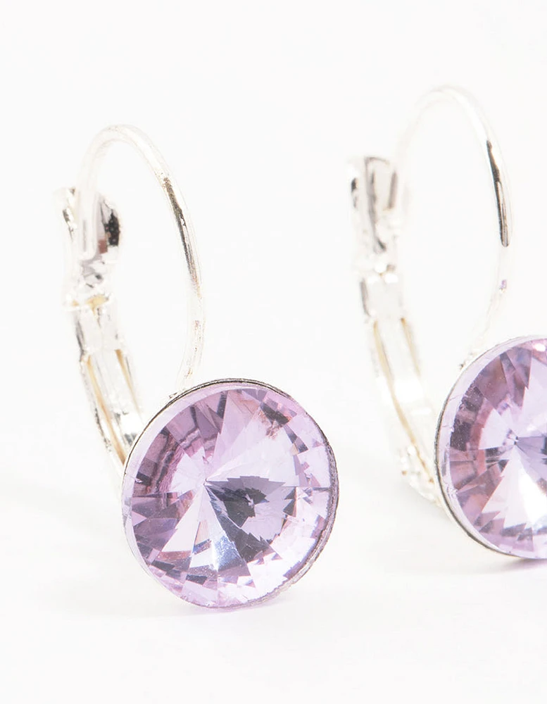 Large Purple Continental Bohemia Czech Crystal Drop Earrings