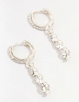 Silver Cascading Czech Crystal Drop Huggie Earrings