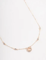 Rose Gold Halo Czech Crystal Necklace