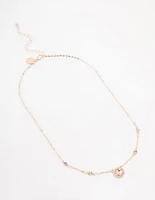 Rose Gold Halo Czech Crystal Necklace